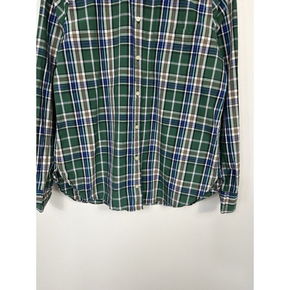 J Crew Shirt Womens Size 8 Blue Green Plaid Button Down Cotton Preppy Classic - Picture 4 of 9